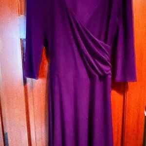 NWOT Faux wrap stretchy purple dress- Christmas, work, date night